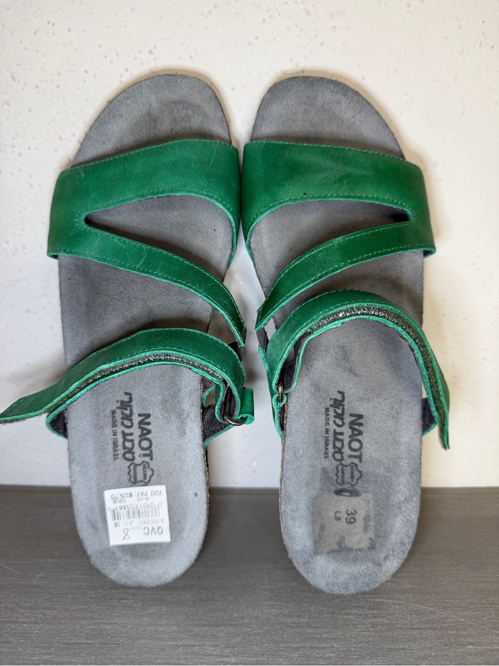 Naot Gabriela Womens 8 Slide Emerald Green Leather Adjustable Slip On Sandal - Picture 4 of 9